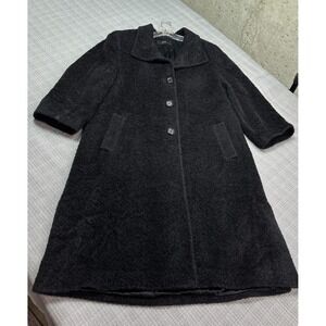 Dale Black Alpaca Wool Blend Coat Women's‎ 12 Long Button Front Winter Jacket